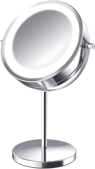 Dailygoods - Draaibare Make-upspiegel met LED Verlichting voor Thuis en Onderweg