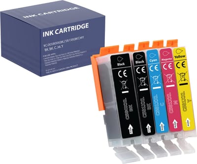 Inktcartridge geschikt voor Canon 580 581XXL compatibel Canon Pixma TR7500 TR8500 TS6100 TS6300 TS8150 TS8200 TS8300 TS9100 TS9500 - Pack 1 Zwart PGBK 1 Zwart 1 Cyaan 1 Magenta 1 Geel