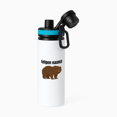 Hacebo® - grote beer met eigen naam waterfles met draaidop blauw - Beer - beren liefhebbers - iemand die houdt van beren - verjaardag - cadeau - kado - water fles - 850ML