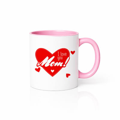 I Love You Mom Mok - Roze & Wit - Hart Design - Lief Moederdag Cadeau