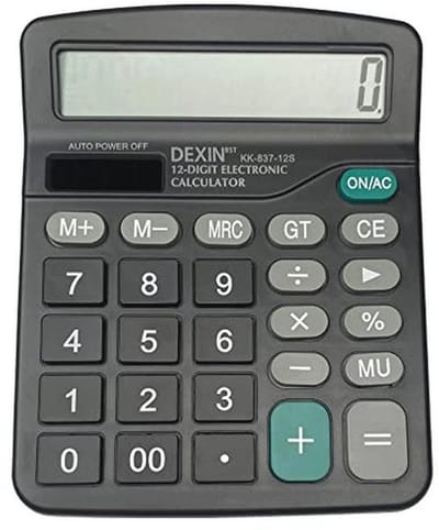 SnelShoppen - Desktop Calculator met 12 Digitale LCD Display, Mini Calculator met Grote Knoppen voor Kantoor, School en Thuis, Zwart, Zonne-energie en
