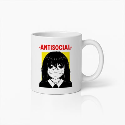 Antisocial Mok – Coole Anime Meisje Ontwerp Beker, Perfect Cadeau voor Introverten, Gamers en Mangafans