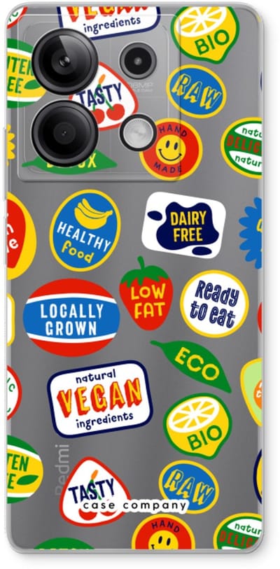 Case Company® - Hoesje geschikt voor Xiaomi Redmi Note 13 5G hoesje - Fruitsticker - Soft Cover Telefoonhoesje - Bescherming aan alle Kanten en Schermrand