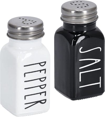 Zout en peper set - glas/metaal - wit en zwart - 80 ml - 4 x 9 cm