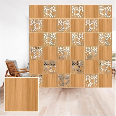 Kamer Divider Panelen - Hout Kunststof - Ruimte Verfraaien - Hol Patroon Ontwerp - 40 Stuks - Natuurlijk