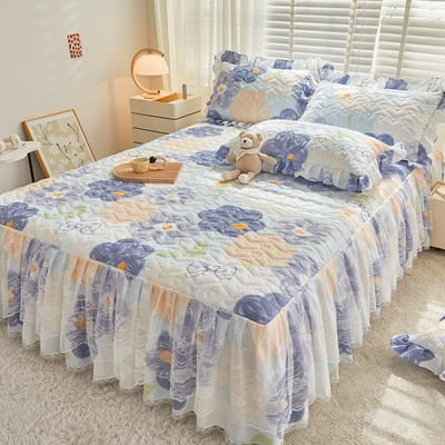 Nieuwe katoenen kanten gewatteerde hoeslaken bedrok driedelige prinsessenstijl kanten bedsprei 180*220cm 1pcs