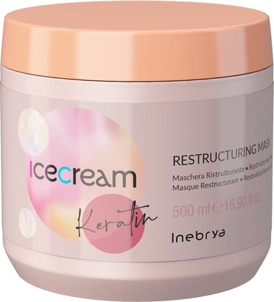 Inebrya, Ice Cream Keratin, Haarbehandeling Crème Masker, Herstellend, 500 ml