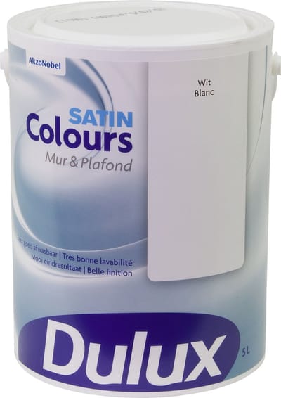 Dulux Colours Mur & Plafond Satin - Wit - 5 L