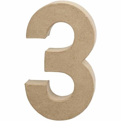Cijfer, 3, H: 20,2 cm, B: 11,8 cm, dikte 2,5 cm, 1 stuk