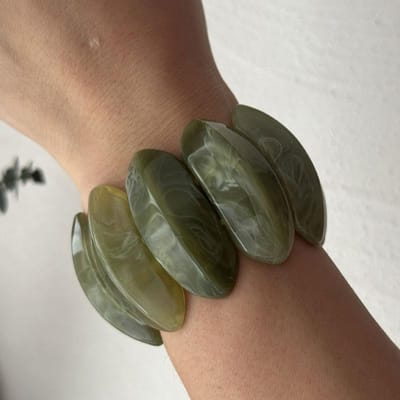 Vintage Boho Punk Groen Dikke Hars Acryl Smudging Armbanden Geometrisch Onregelmatige Armbanden Voor Vrouwen Mannen Sieraden black