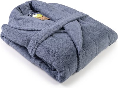 ARTG® Robezz - Badjas Sjaalkraag - 100% Badstof Katoen - Spijkerstofblauw - Jeans Blue - Maat XS