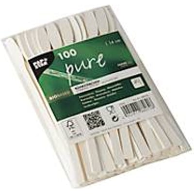 Papstar Pure roerstaafjes, peddelvorm, wegwerp, L 140 mm, 100 % biologisch afbreekbaar, FSC®-gecertificeerd papier, wit, 100 st.