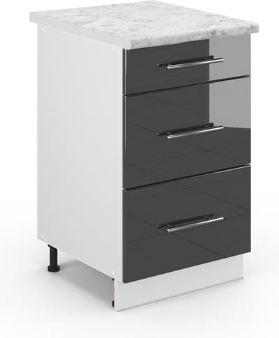 Vicco Fame-Line Keukenkasten – 50 cm WB Marmer Antraciet Hoogglans