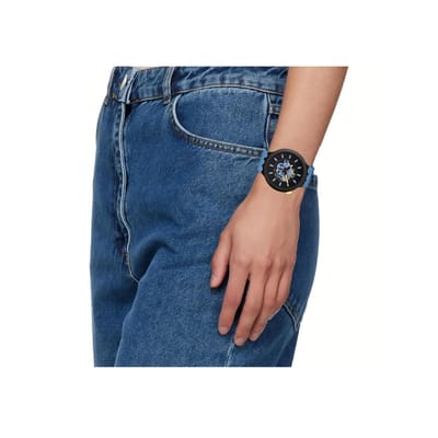 Montre Swatch Mouvement Quartz Résistante à l'eau 30M Cadran Noir 47mm Boîtier Céramique Bracelet Silicone Montres Unisexes SB03B108 SB03B108 gray