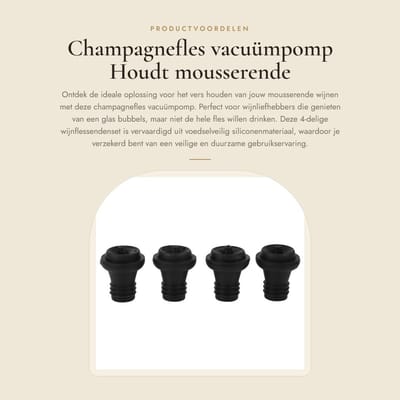 Dailygoods- Vacuümpomp - 4-delige Wijnflessenset - Voedselveilig Siliconenmateriaal - Herbruikbaar - Duurzaam - Eenvoudig in Gebruik - Wijnstopper