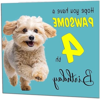 Verjaardagskaart Hond - Wenskaart Feest - Verjaardag Vieren - Dikke 350gsm Kaart - 145 x 145mm - Dierenprint