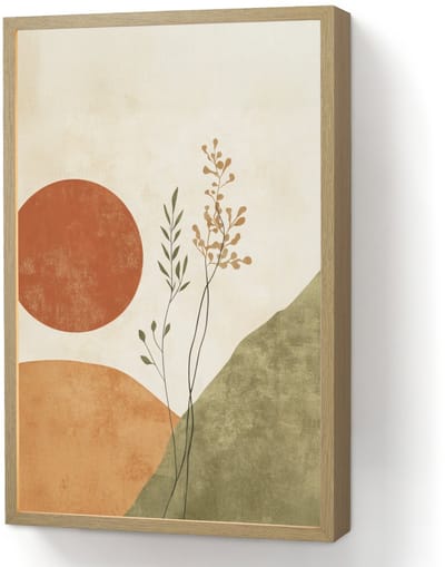Wandlamp 40x60 cm - Oplaadbaar - Zon - Abstract - Takken - Oranje - Wandlampen binnen woonkamer - Slaapkamer lamp - Decoratieve nachtlamp - Vloerlamp draadloos