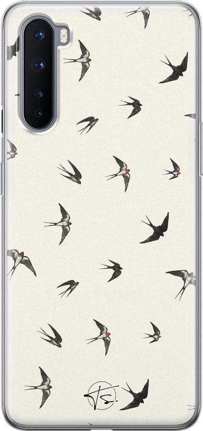Mooie Telefoonhoesjes - Hoesje geschikt voor OnePlus Nord - Vogels / Birds - Soft Case TPU Backcover - Beige