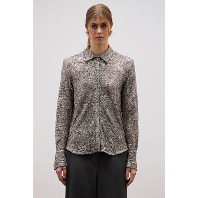 Oltre Sequined Shirt Grey Size: 40 | Button-Down Shirts Outlet | Dames | Grijs