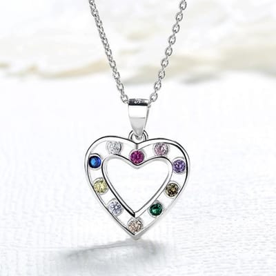 Mode Sterling Zilver S925 Liefde Vormige Dames Hanger Ketting Kristal Sterling Zilver Kleur Diamanten Ketting zilver