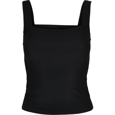 Urban Classics Mouwloze top -4XL- Squard Neckline Rib Zwart