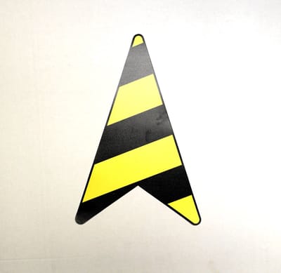 Kortpack - Vloersticker Pijl - 20cm x 30cm - Zwart met geel - 1 Stuk - Stevige plakkracht - (021.0453)