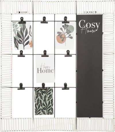 Atmosphera Cosy wandrek fotohouder met krijbord- metaal rotan - plus accessoires - 60 x 68 CM
