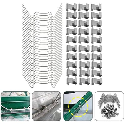 100 Stuks Kas Z-Clips Koord Bladveer Plaatbevestiging Roestvrij Staal Beglazing Overlap W-Type Draad (Silver,7.5X3.4CM) zilver