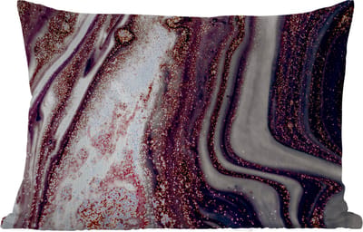 Buitenkussens - Tuin - Marmer - Roze - Goud - Glitter - Marmerlook - 50x30 cm