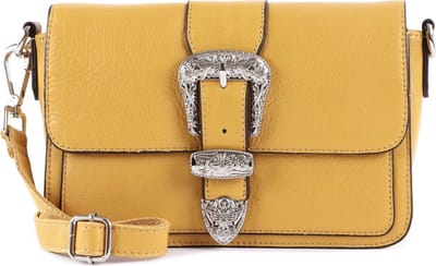 FREDsBRUDER Leren Schoudertas Kesey Flapover Crossbody Sunny Yellow Mosterdgeel