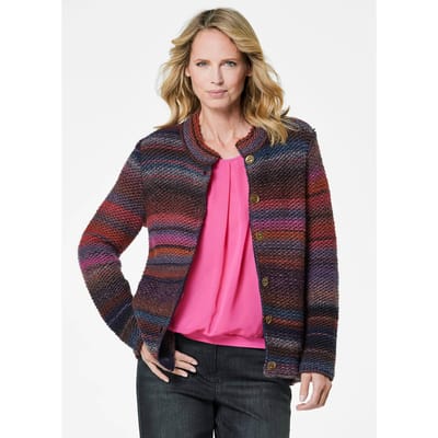 Tricot jasje met meerkleurige strepenlook - marine / rood / gedess. - Gr. 40 van Goldner Fashion