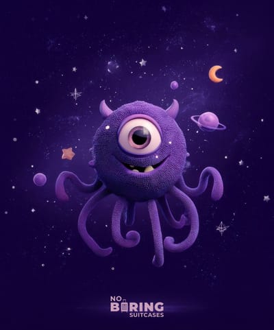 Kinderkoffer blauw - Kosmisch tentakelmonster