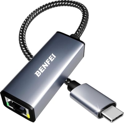 BENFEI - USB-C naar Ethernet Adapter RJ45 - 10/100/1000 Mbps - LAN Netwerk Adapter - Spacegrey