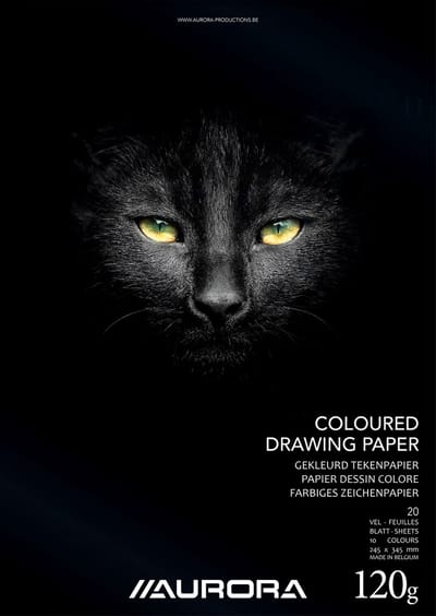 Aurora Hobby/Knutsel/Tekenblok 245x345mm, met gekleurd papier, pak van 15 stuks