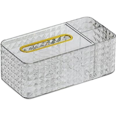 Boîte de Rangement Mouchoirs Texture Losange Cloison Latérale Conteneur Serviettes Serviettes de Table Étui Blanc Transparent