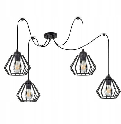 Luxe Zwarte Spider Hanglamp Edison Loft Stijl E27