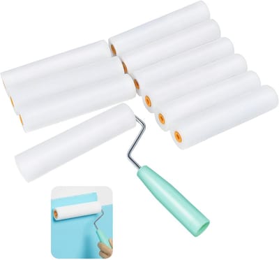 10 Stuks Mini Verfroller Set, Schildersrollen Set, Schuimroller voor Verf, Mini Verfroller Muurverf Roller voor Schilderen, Schildersbenodigdheden met Handvat (160mmx34mm)