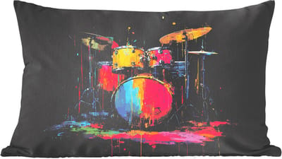 Sierkussens - Kussentjes Woonkamer - 60x40 cm - Drumstel - Kleurrijk - Verf - Levendig