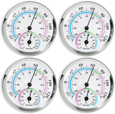 Hygrometer-thermometerset van 4 stuks - Meet temperatuur en vochtigheid in tuinen, kassen en huizen - Indoorsimulatie