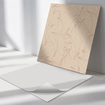 Wallfluent Vinyl Tegels - Golvend Lijnpatroon Vinyl Vloer Tegels - 30 cm x 30 cm - Beige PVC Tegels - 9 stuks - Vierkant PVC Tegels - Texturen Plaktegels - Zelfklevende Vinyltegels - Plaktegels Keuken en Badkamer