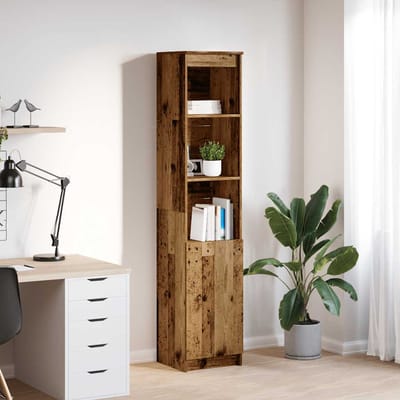 vidaXL - Hoge - kast - 37,5x35x180 - cm - bewerkt - hout - oud - houtkleurig