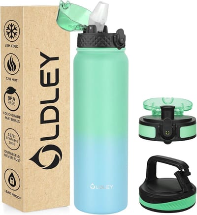 Vacuüm Geïsoleerde Roestvrijstalen Waterfles met Rietje - 1 Liter, Lekvrij, Ideaal voor Sport en Camping