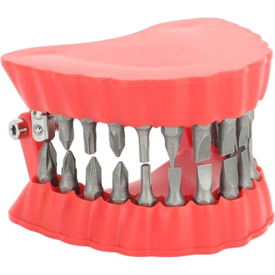 Support de Foret pour Prothèse Dentaire Organisateur de Tournevis pour Prothèse Dentaire Sculpture 3D Décoration de Bureau 28 Trous Rouge Avec Embouts