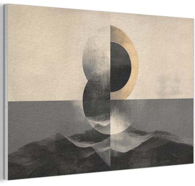 Akoestisch wandpaneel 60x40 cm - Vilt schilderij Cirkels - Schaduw - Abstract - Akoestische panelen - Geluidsdempende wanddecoratie - Geluidsisolatie woonkamer - Muurdecoratie geluidspanelen
