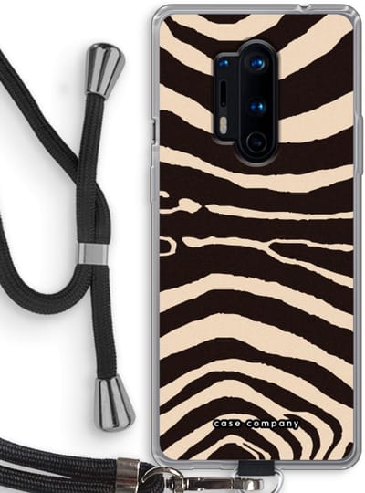 Case Company® - Hoesje met koord geschikt voor OnePlus 8 Pro hoesje met Koord - Arizona Zebra - Telefoonhoesje met Zwart Koord - Bescherming aan alle Kanten en Over de Schermrand