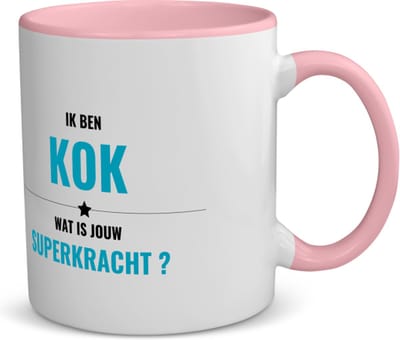 Akyol - ik ben kok wat is jouw superkracht? koffiemok - theemok - roze - Kok - iemand die goed kan koken - mensen die kok zijn - kook liefhebbers - verjaardagscadeau - verjaardag - cadeau - kado - geschenk - gift - 350 ML inhoud
