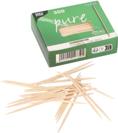 30x 300 Tandenstokers hout pure rond 65 cm