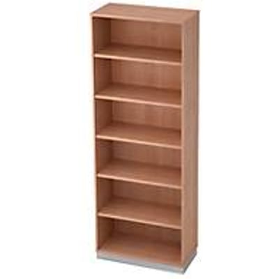 Boekenkast, spaanplaat, B 800 x D 400 mm, 6 OH, notenhoutdecor