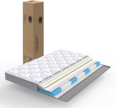 Pocketveringmatras 90x200 - 7-Zones Matras - Ademend - H3 Hardheid - Slaapbank - 90x200x10cm - Wit
