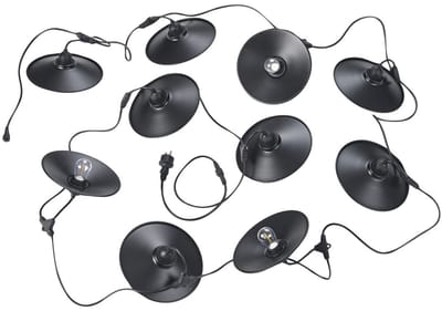 REALITY CHAIN - Lichtsnoer - Zwart mat - incl. 10x E27 1 W - Niet geschikt voor externe dimmer - Wand- en plafondmontage - Buitenverlichting - IP44